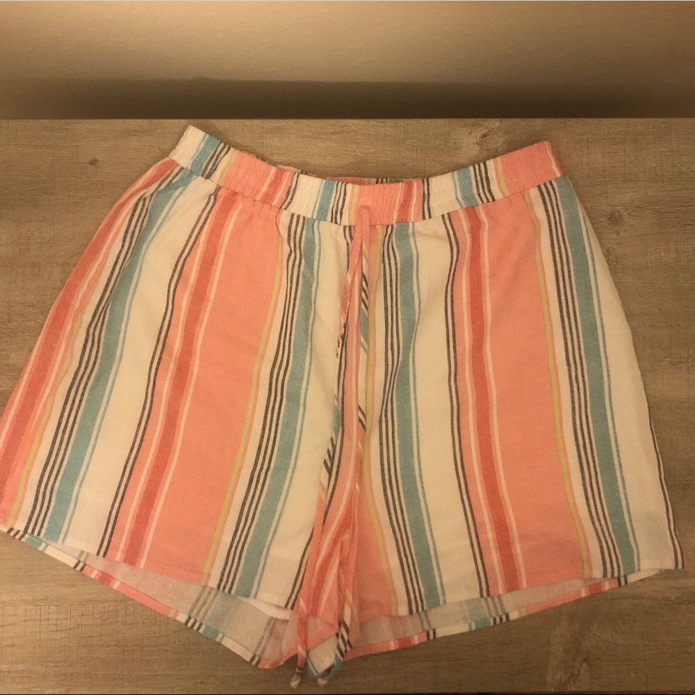 Multi-Color Striped High Waist Shorts